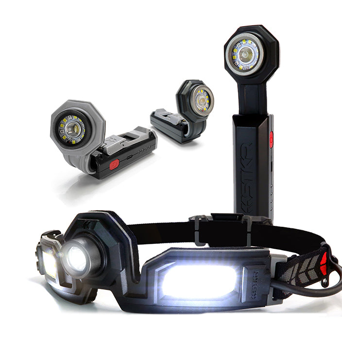FLEXIT headlamps and pocket lights on white background