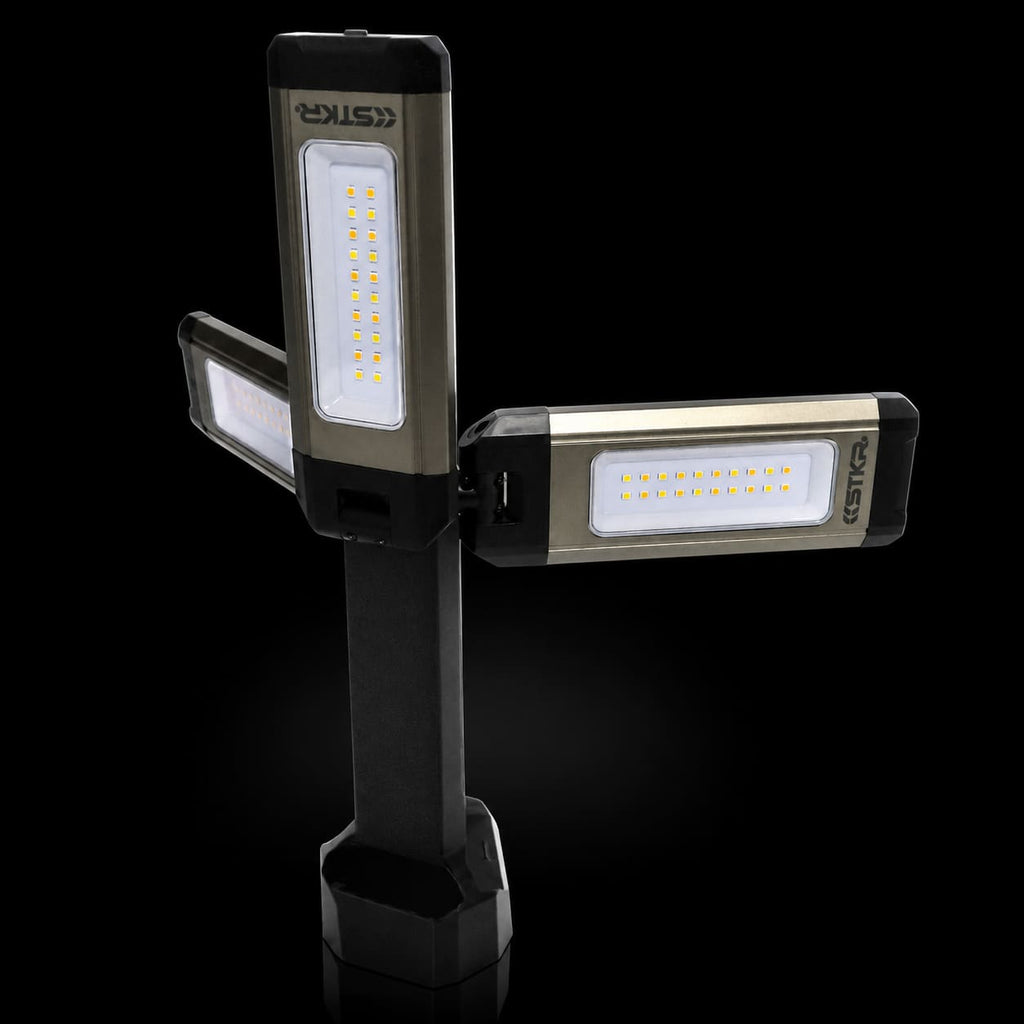TRi-Mobile Area Work Light - Rechargeable Shoplight with Triple Pivoting LED Light Heads by STKR Concepts - standing up